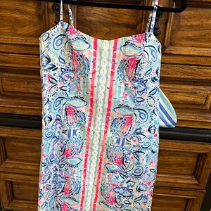 Lilly Pulitzer Pink & Blue Paisley Spaghetti Strap Mini Dress
